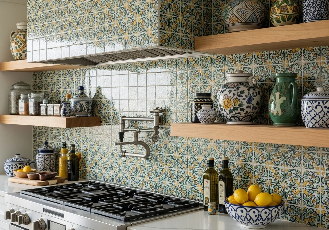 Ceramic Tile Backed Shelving Displays