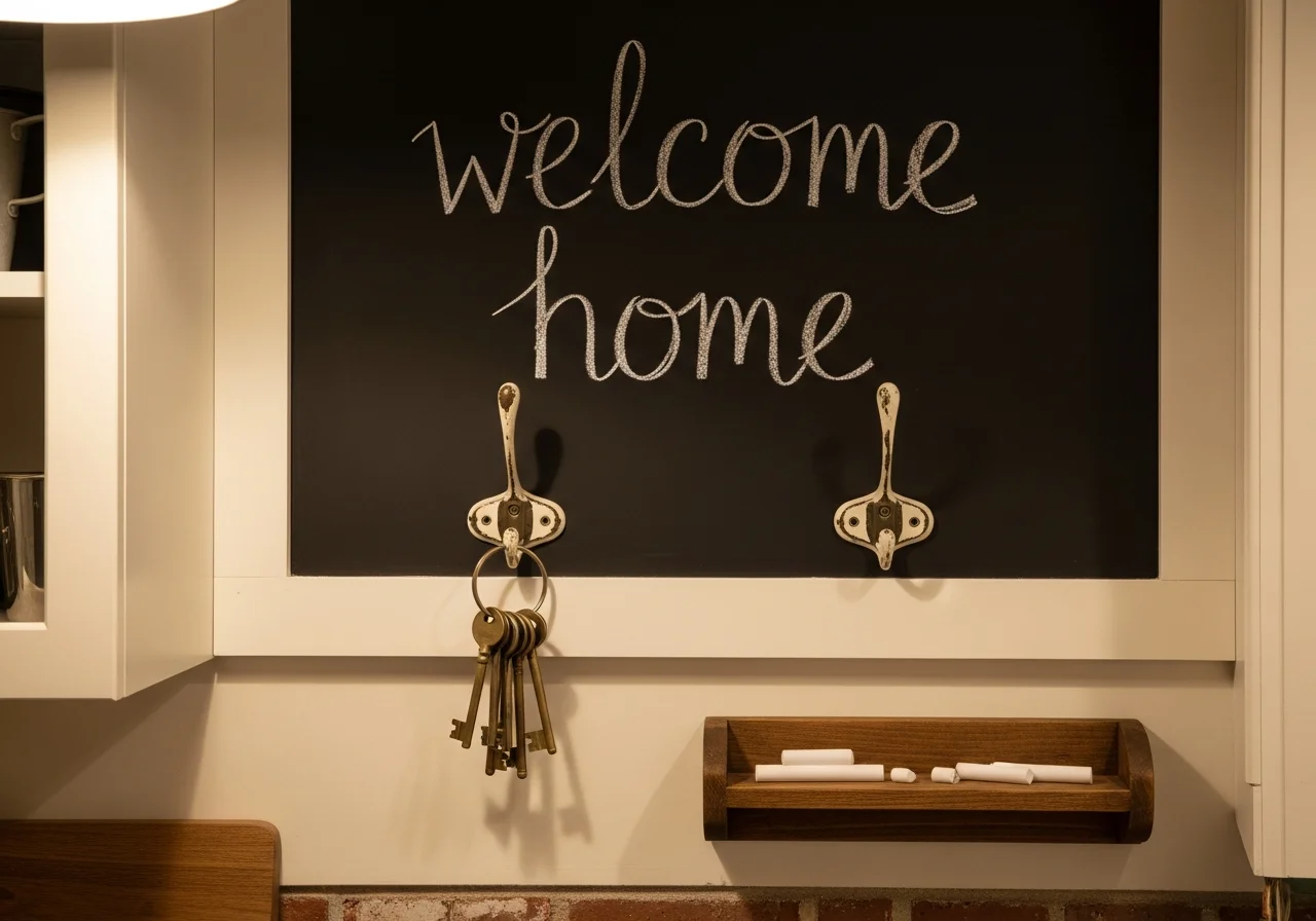 Chalkboard Key Holder with Message Center