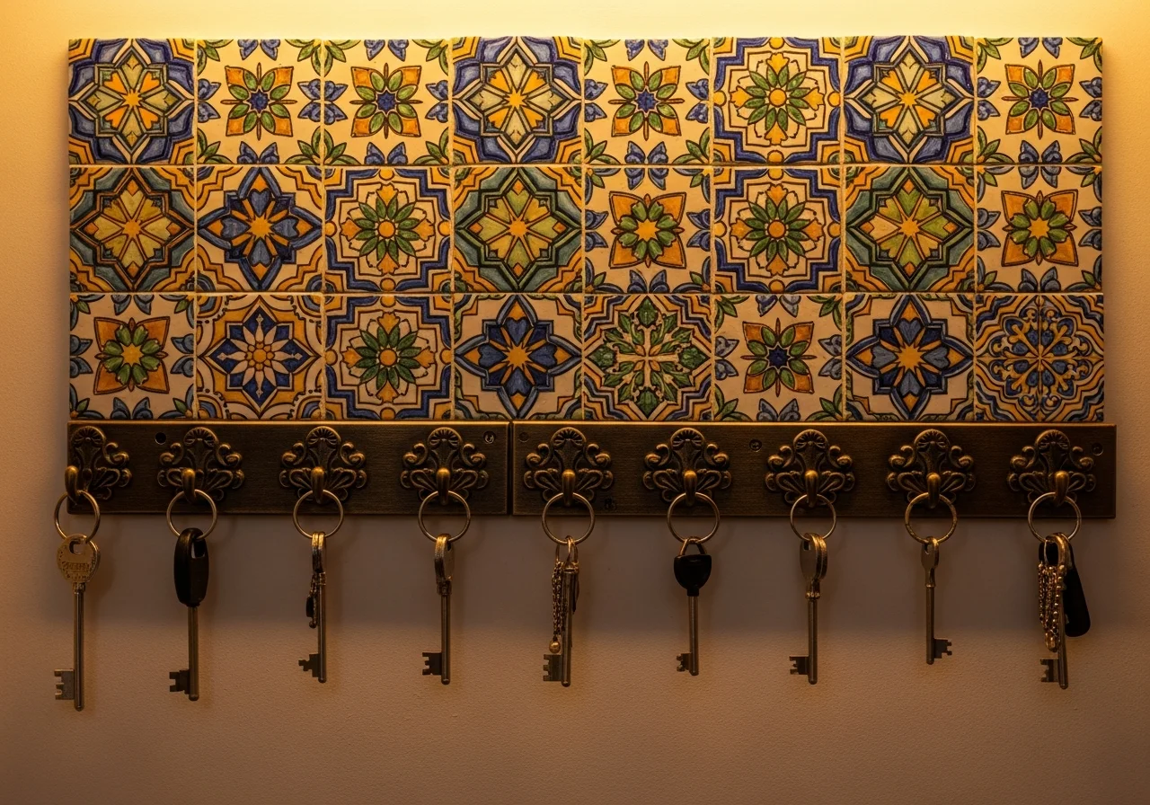 Decorative Tile and Hook Combination