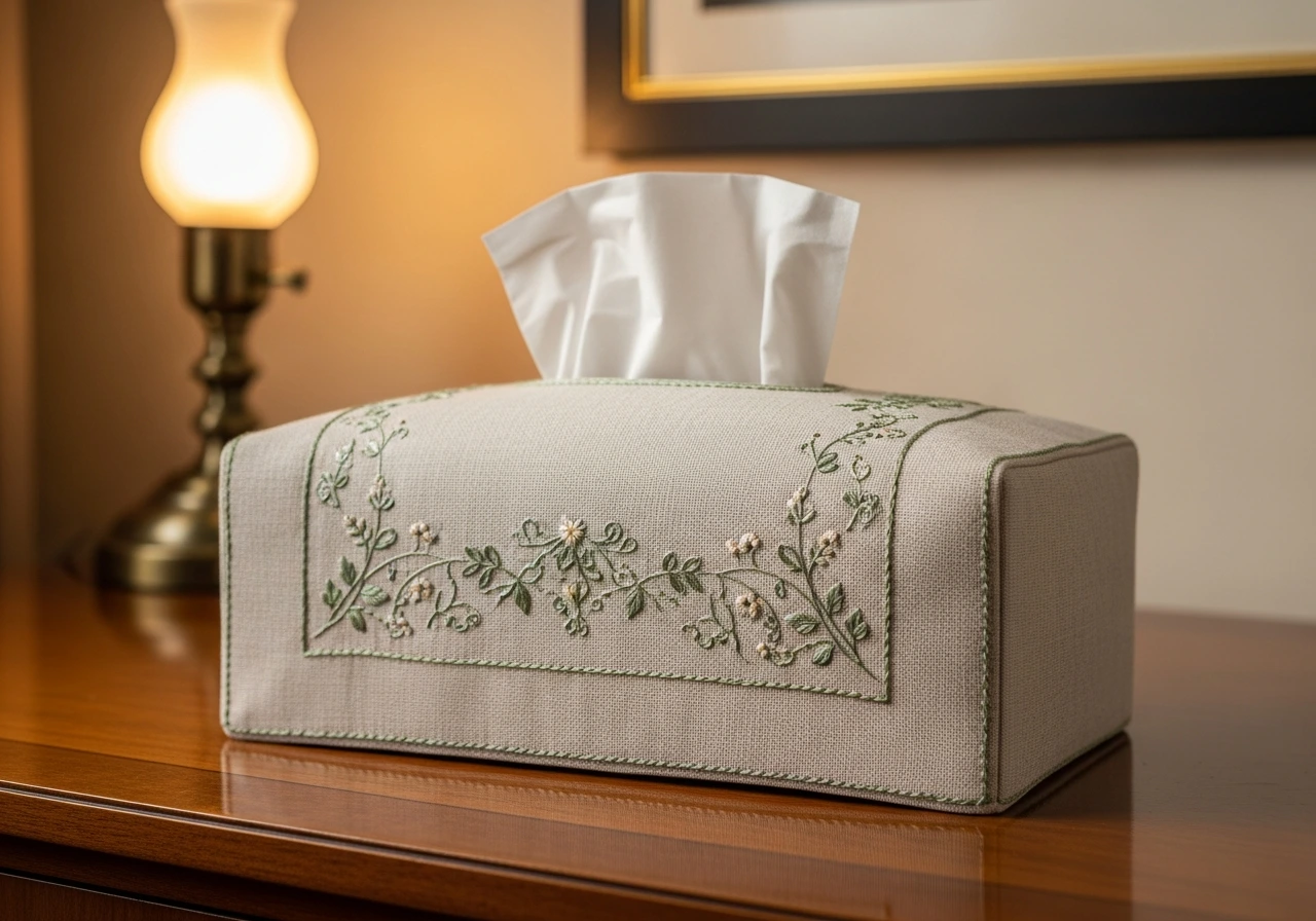 Embroidered Linen Cover