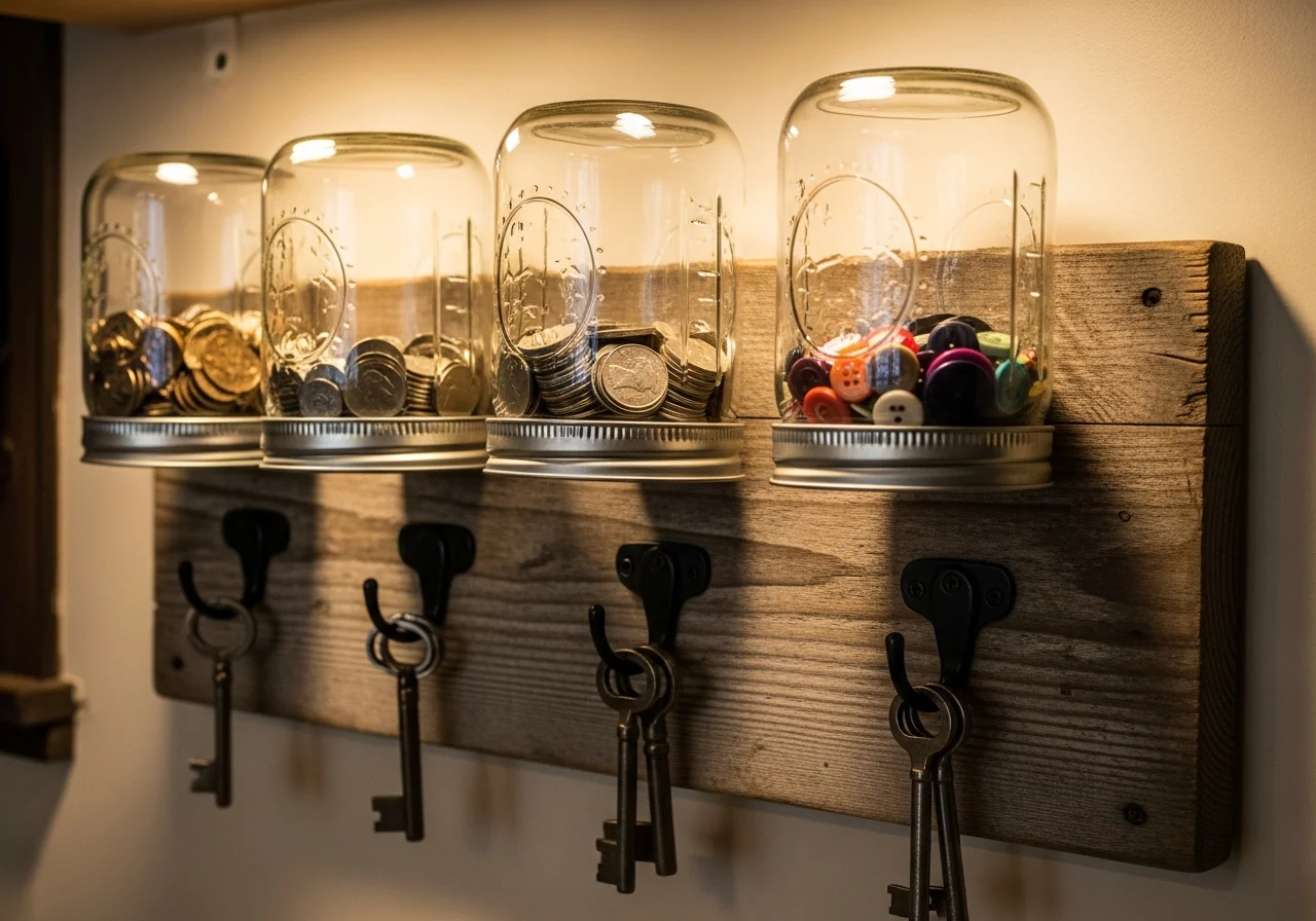 Mason Jar Key Holder with Storage