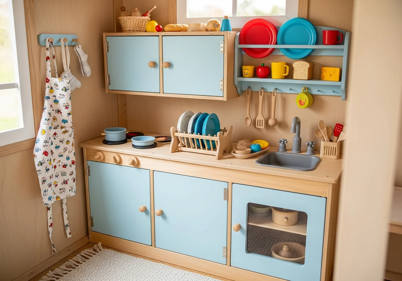 Miniature kitchen set and cooking accessories