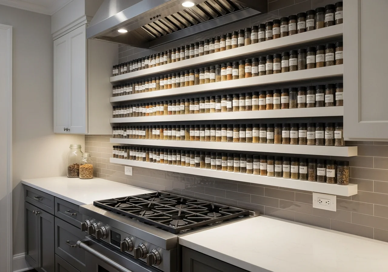 Narrow Ledge Shelves for Spice Display