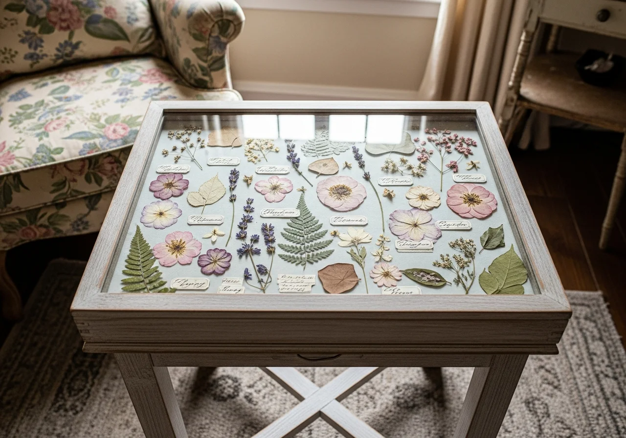 Pressed Flower and Botanical Table