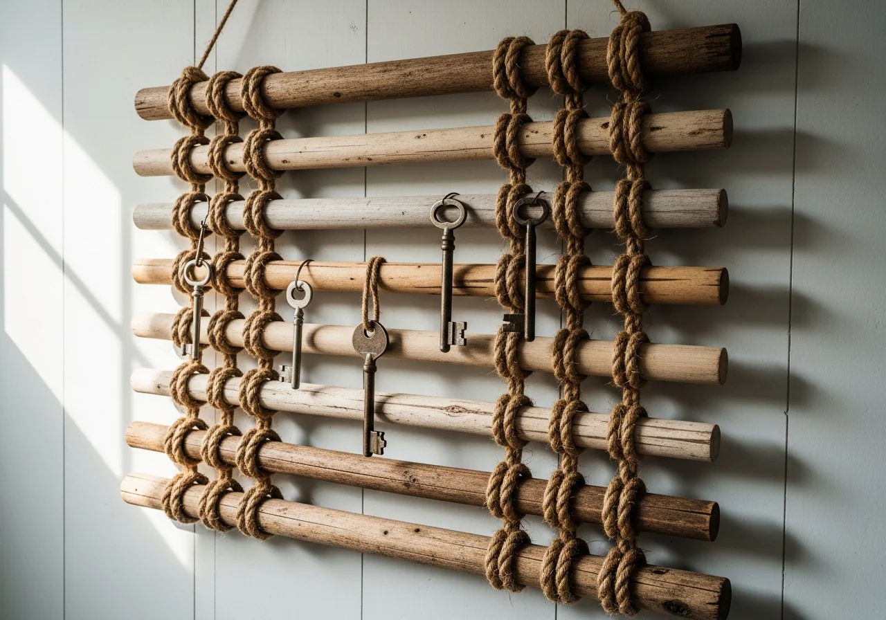 Rope and Dowel Key Holder