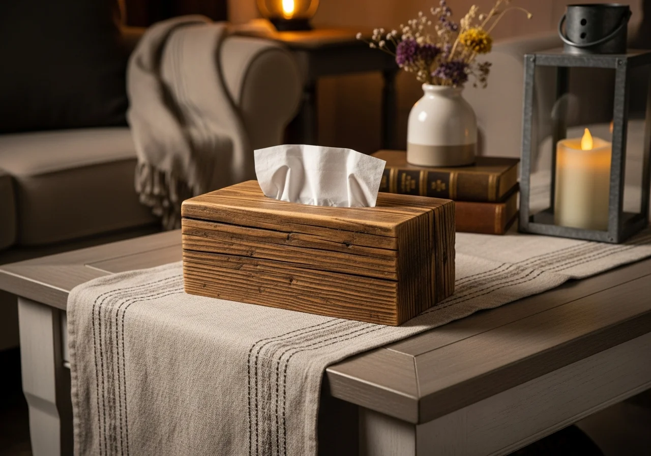 Rustic Wooden Crate tissue box Holder