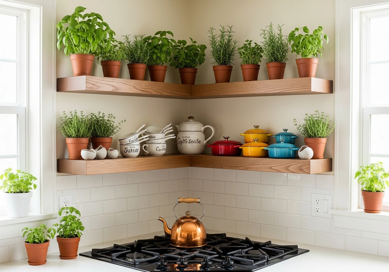 corner floating shelves for awkward spaces