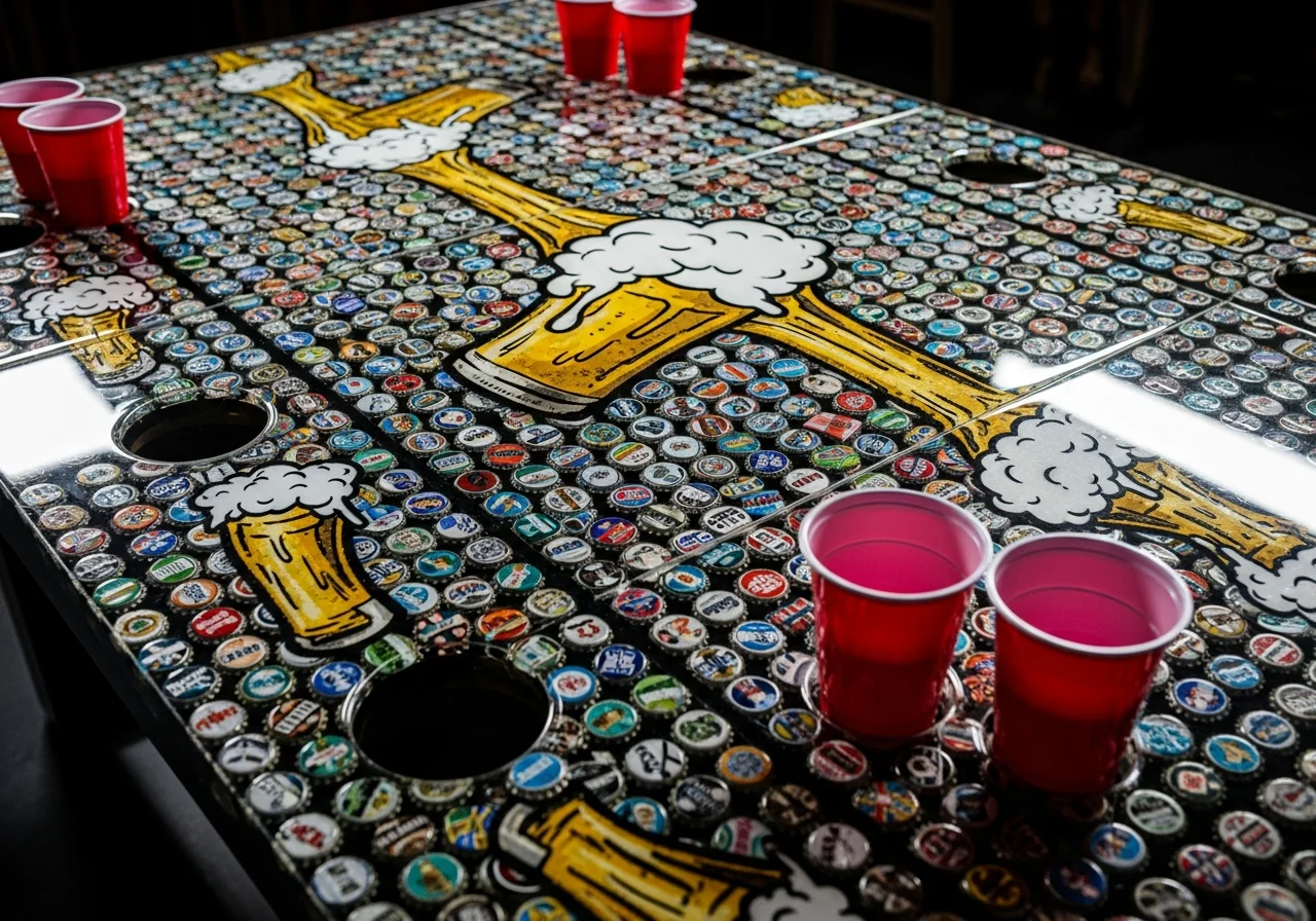 Bottle Cap Mosaic Surface