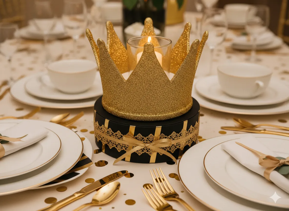 Classic Gold Glitter Crown Centerpiece Classic Gold Glitter Crown Centerpiece