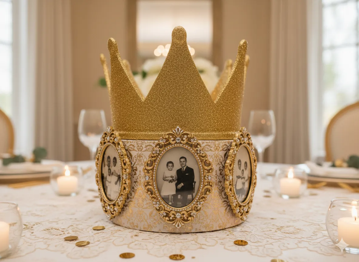 Crown Centerpiece with Photo Frame Elements Crown Centerpiece with Photo Frame Elements