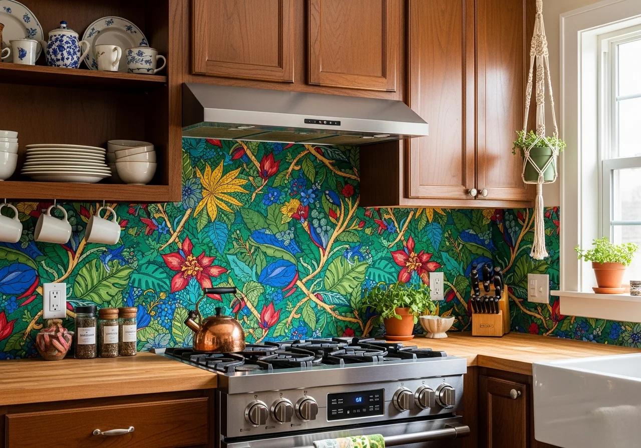 Fabric Backsplash with Liquid Starch