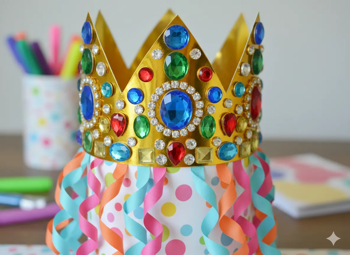 Paper Crown Centerpiece with Gemstone Accents Paper Crown Centerpiece with Gemstone Accents