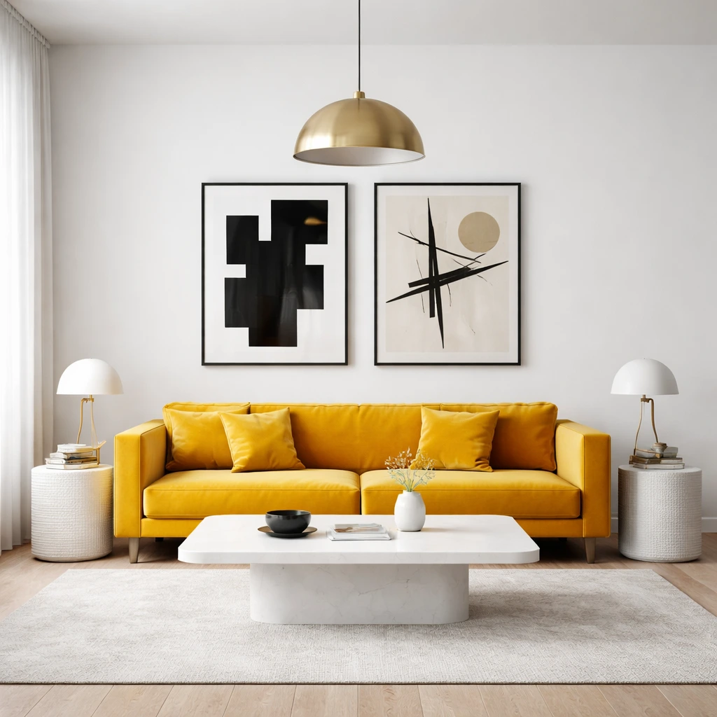 A Bold Yellow Sofa as the Focal Point