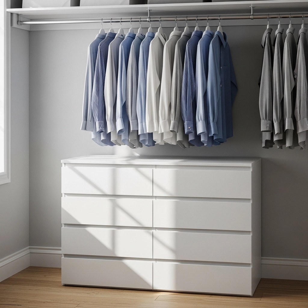 Add Drawers Beneath the Hanging Rod