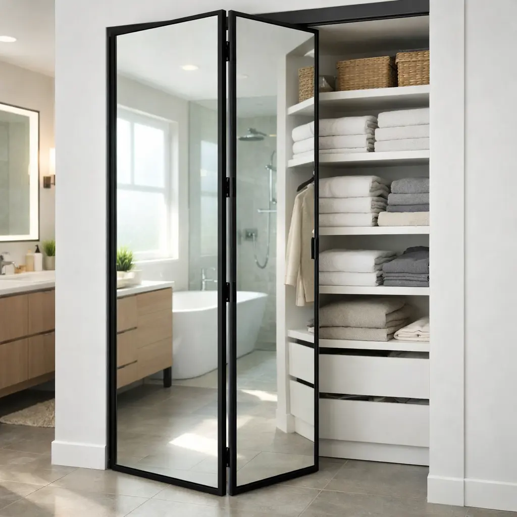 Add a Mirror to the Closet Door for Dual Functionality