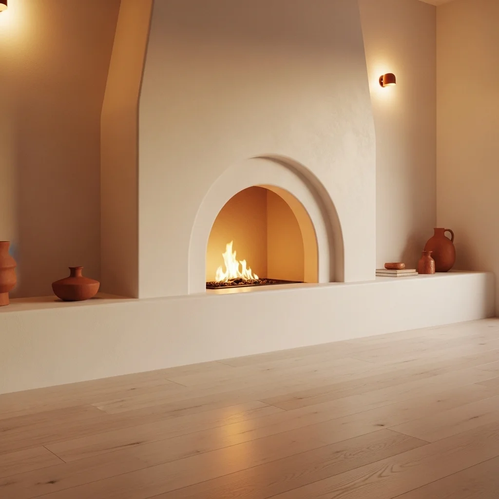 Arched Plaster Fireplace Opening