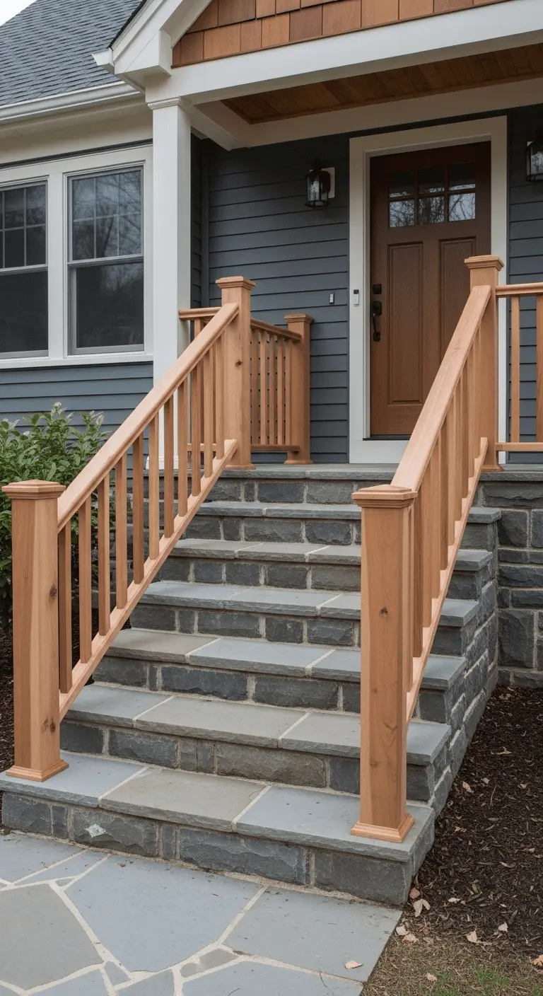 Bluestone Steps with Cedar Railings