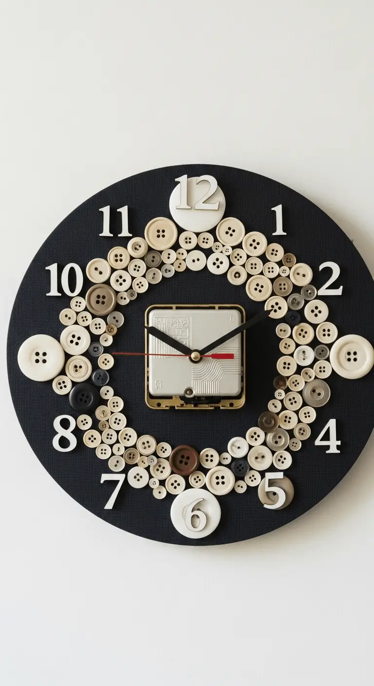 Button Clock as Wall Art