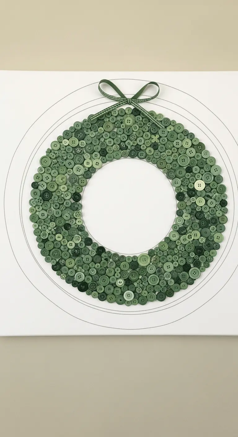 Button Wreath on Canvas