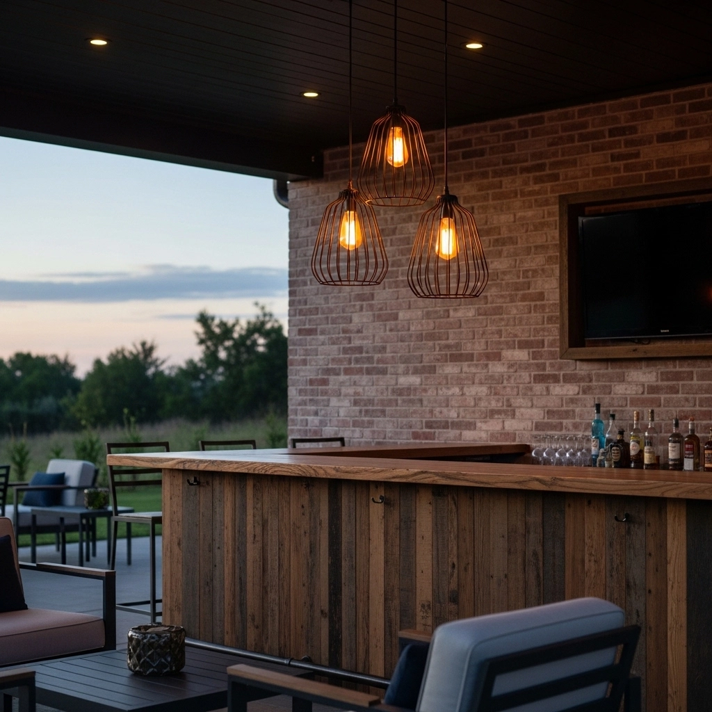 Cage-Style Pendant Lights with Exposed Bulbs