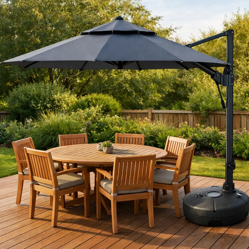 Cantilever Umbrella With a Weighted Base