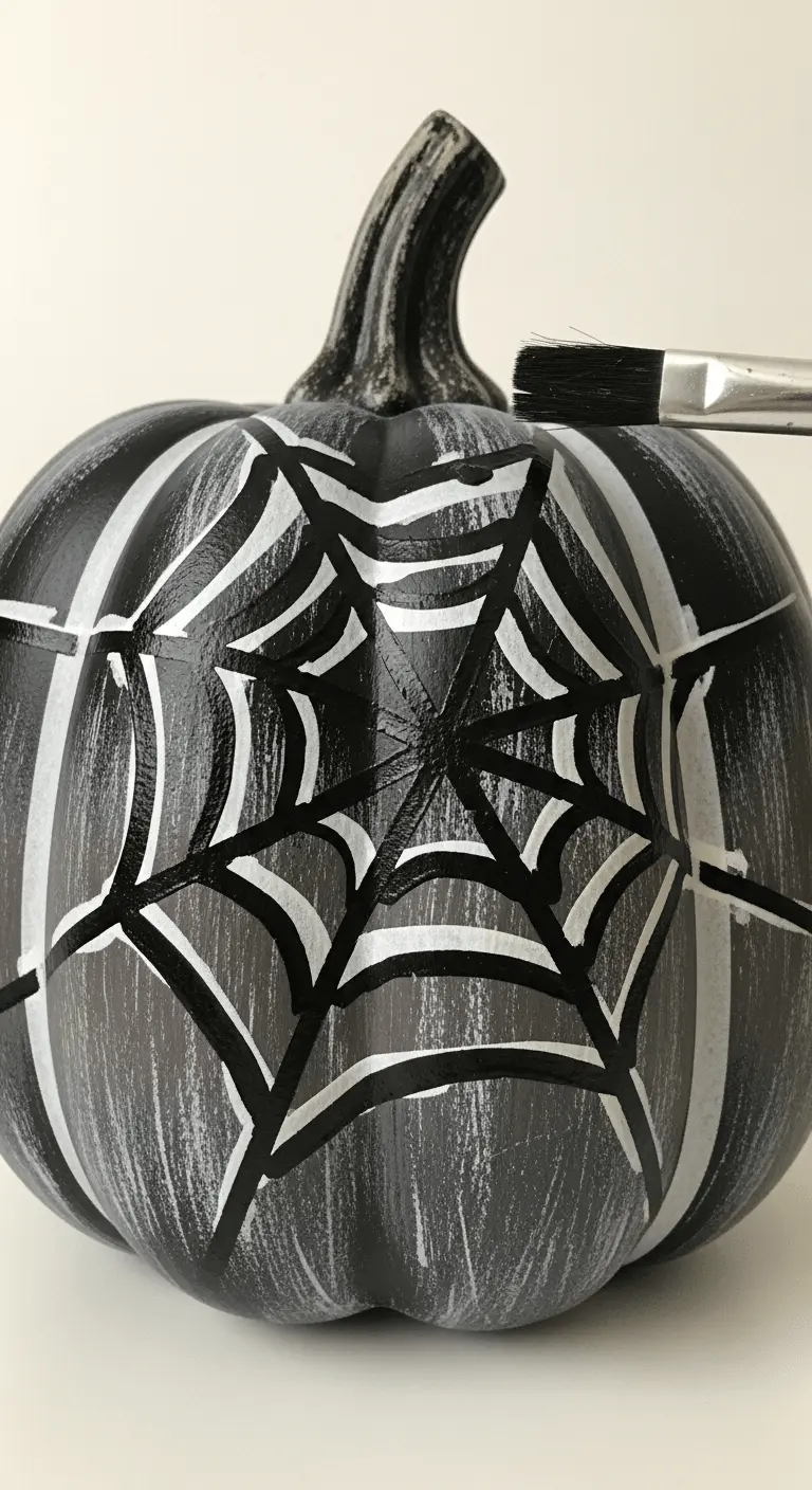 Chalk Paint Distressed Spider Web Pumpkin