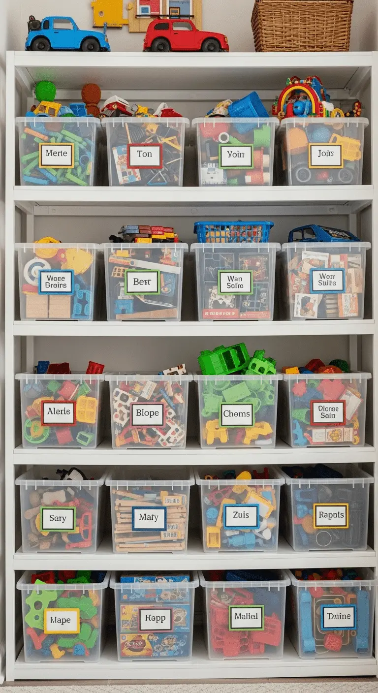 Clear Plastic Storage Bins with Labels