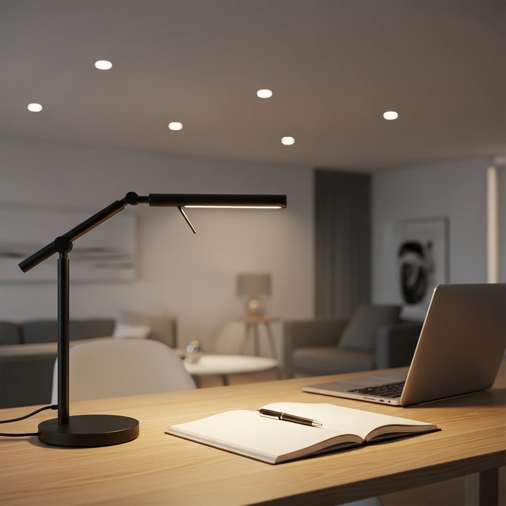 Combine Overhead LEDs with a Dedicated Desk Lamp