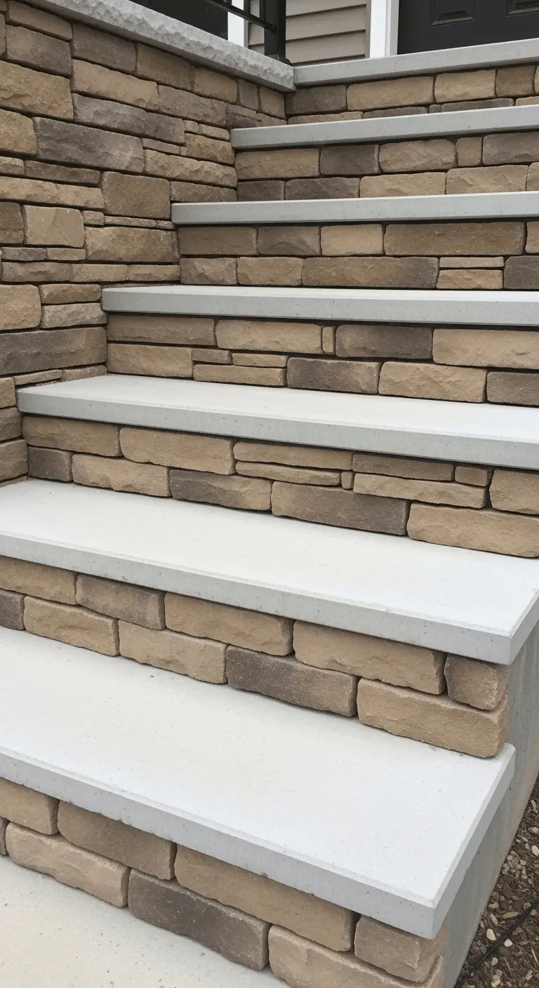 Concrete Steps with Stone Veneer Cladding