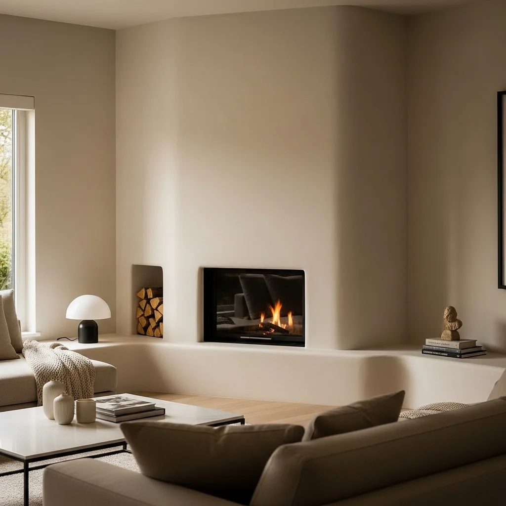 Corner Plaster Fireplace