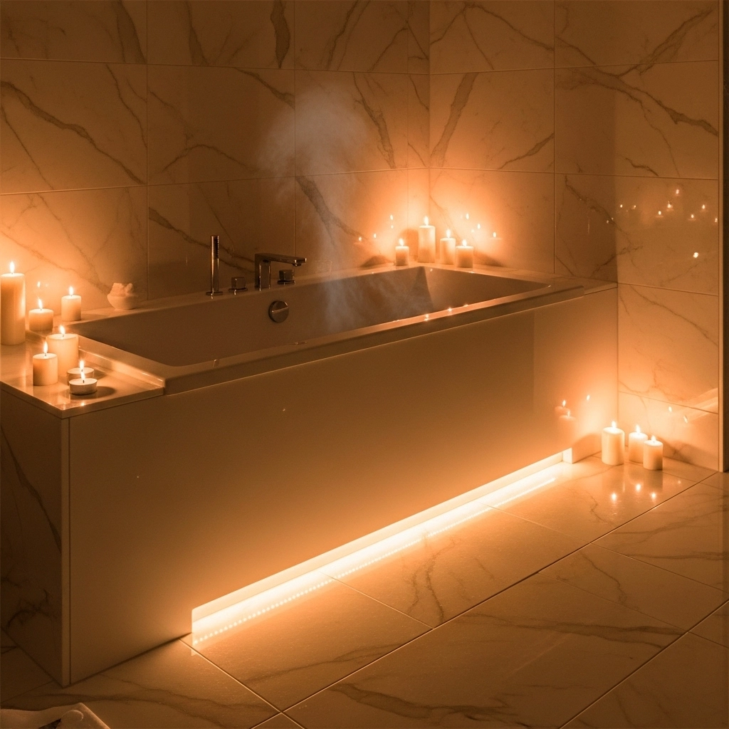 Create a Spa Atmosphere with LED Strip Lights Around the Bath