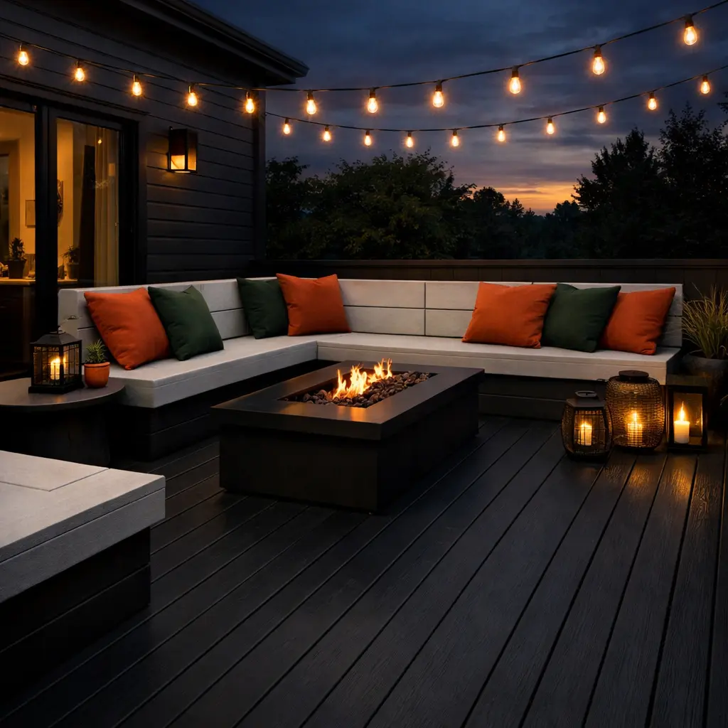 Dark Grey Deck with Light Grey Built In Seating