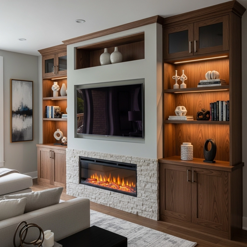 Electric Fireplace in a Media Wall