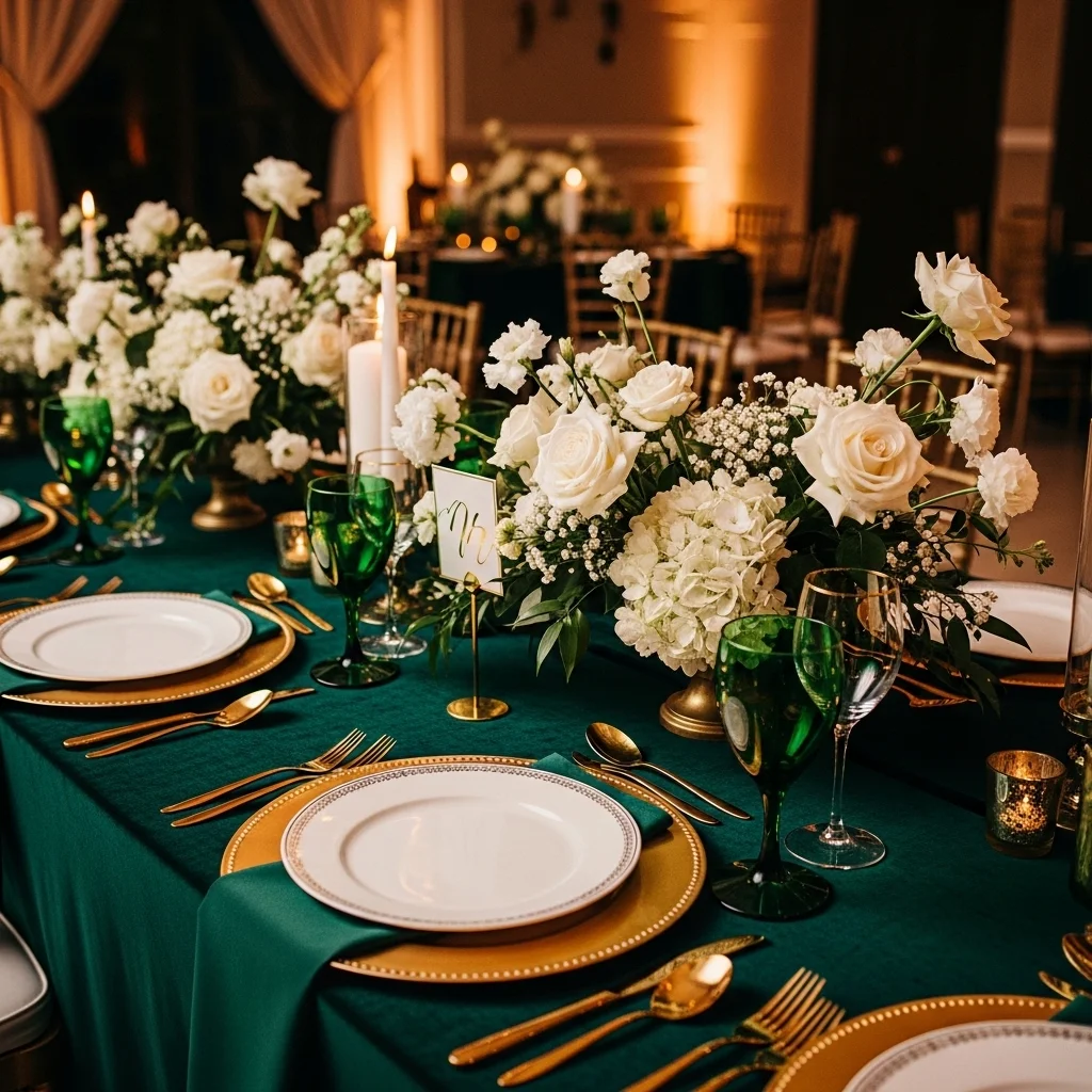 Emerald and Gold Statement Setting
