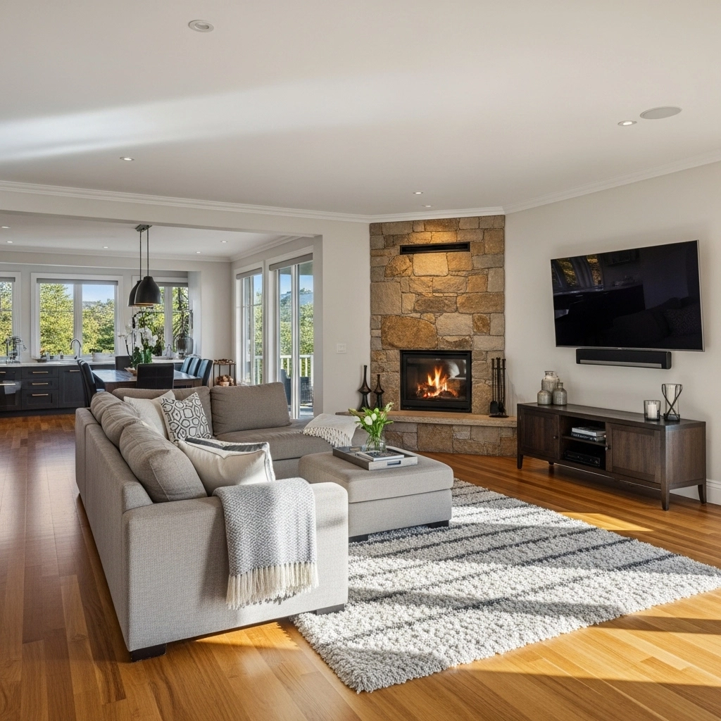 Fireplace With TV on the Adjacent Wall