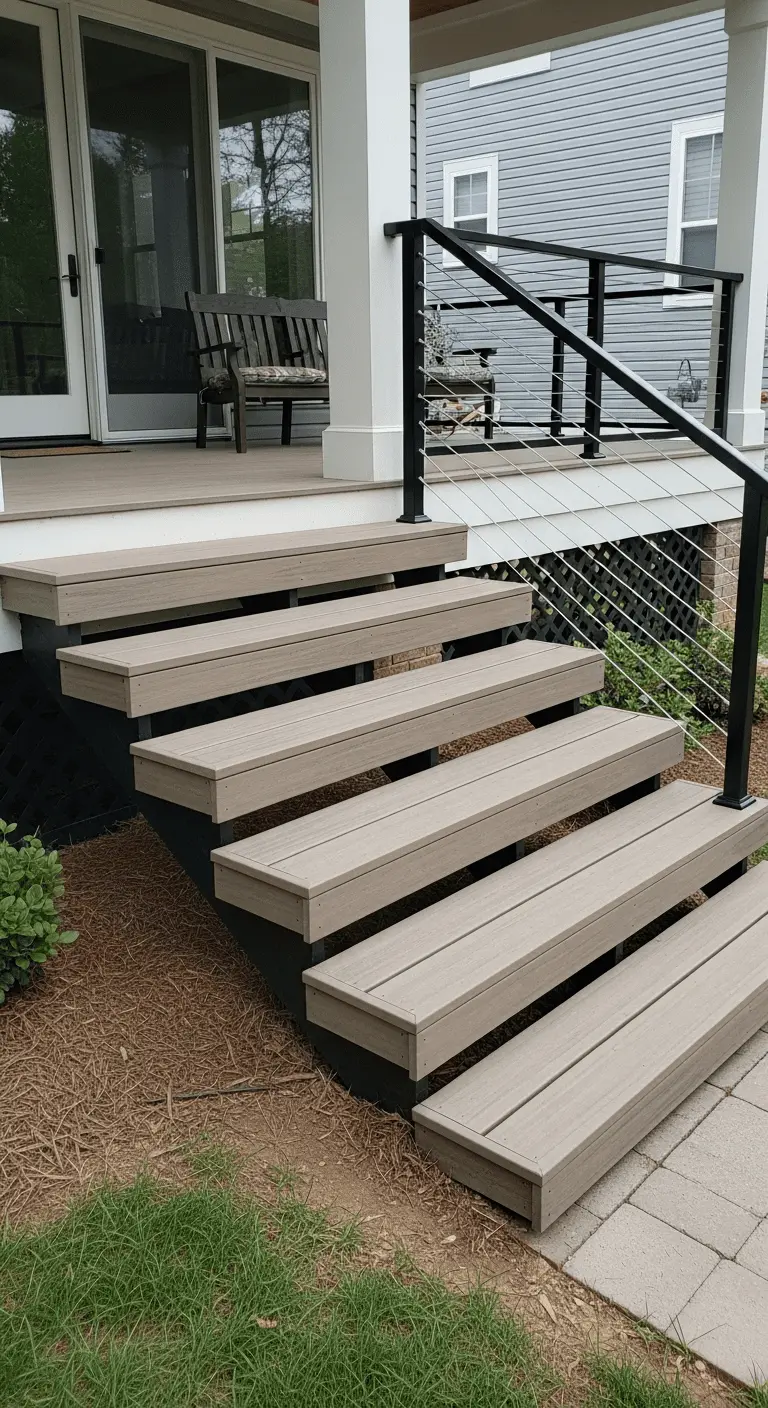 Floating Wooden Deck Steps