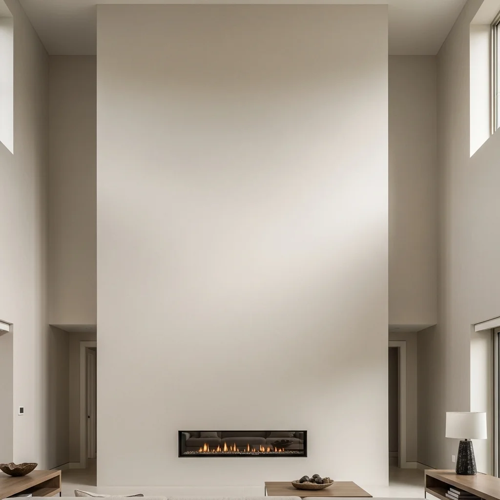 Floor-to-Ceiling Plaster Fireplace Wall
