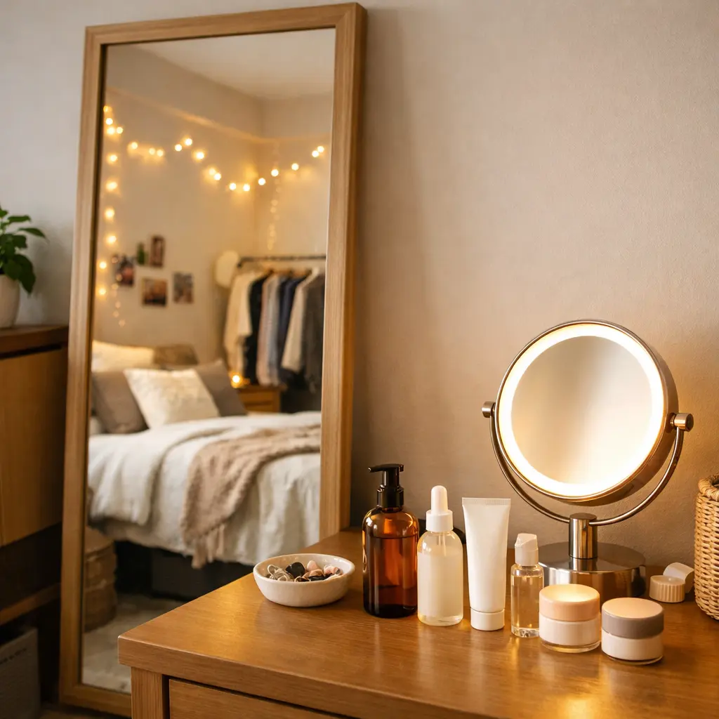 Full Length Mirror and Personal Grooming Space