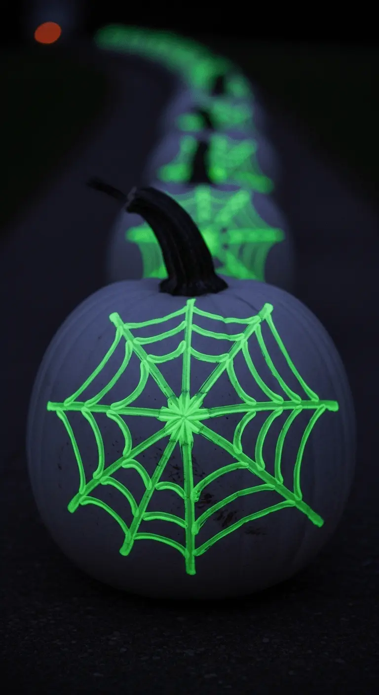 Glow in the Dark Spider Web Pumpkin