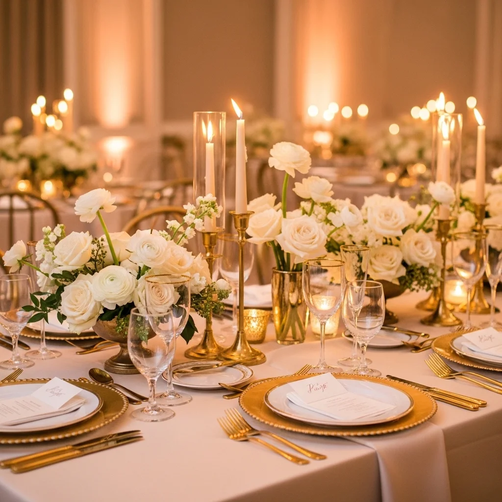 Gold and Ivory Luxury Tablescape