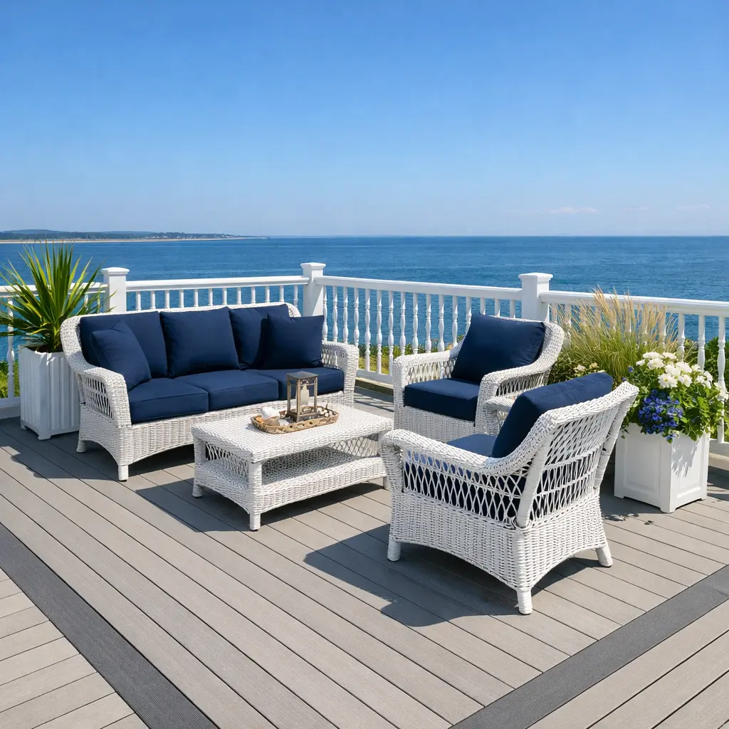 Grey Deck with White Railing for a Coastal Look