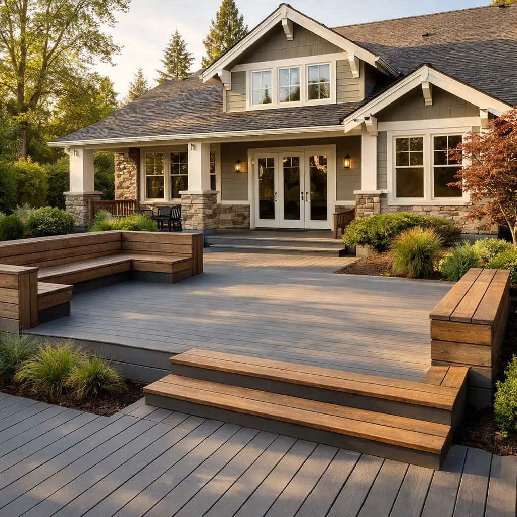 Grey and Brown Two Tone Deck for Transitional Homes