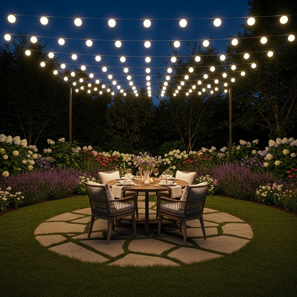 Hanging Globe String Lights in the Backyard