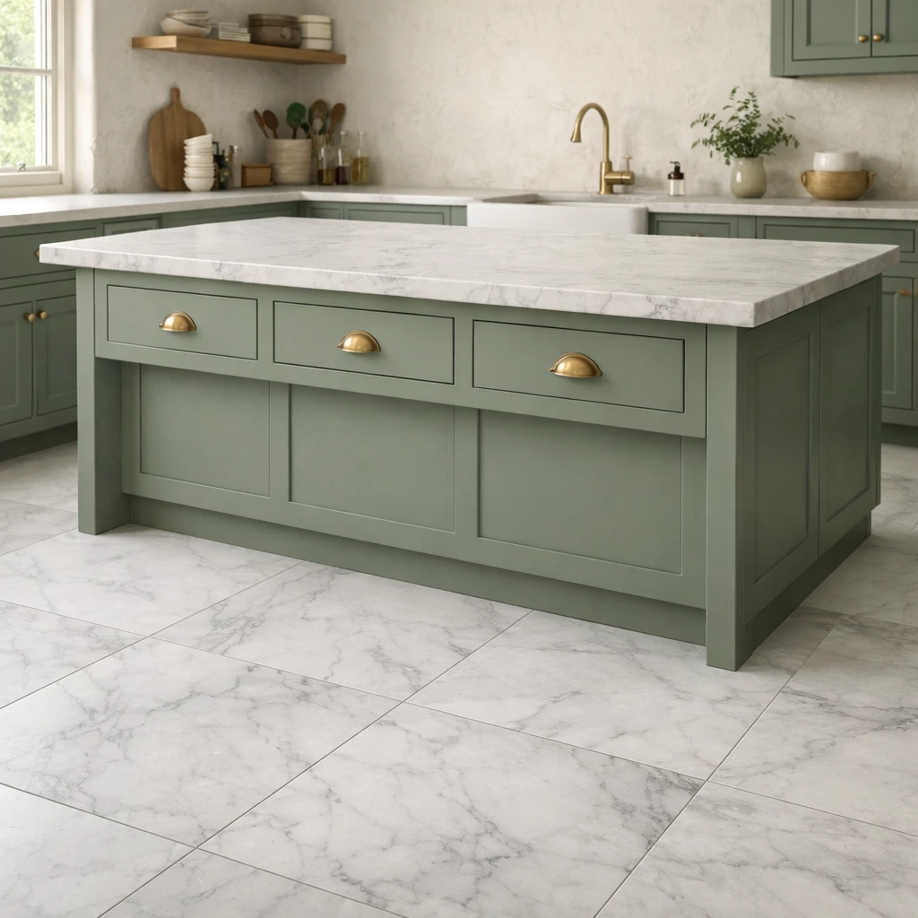 Honed Marble Floors for a Matte, Natural Finish