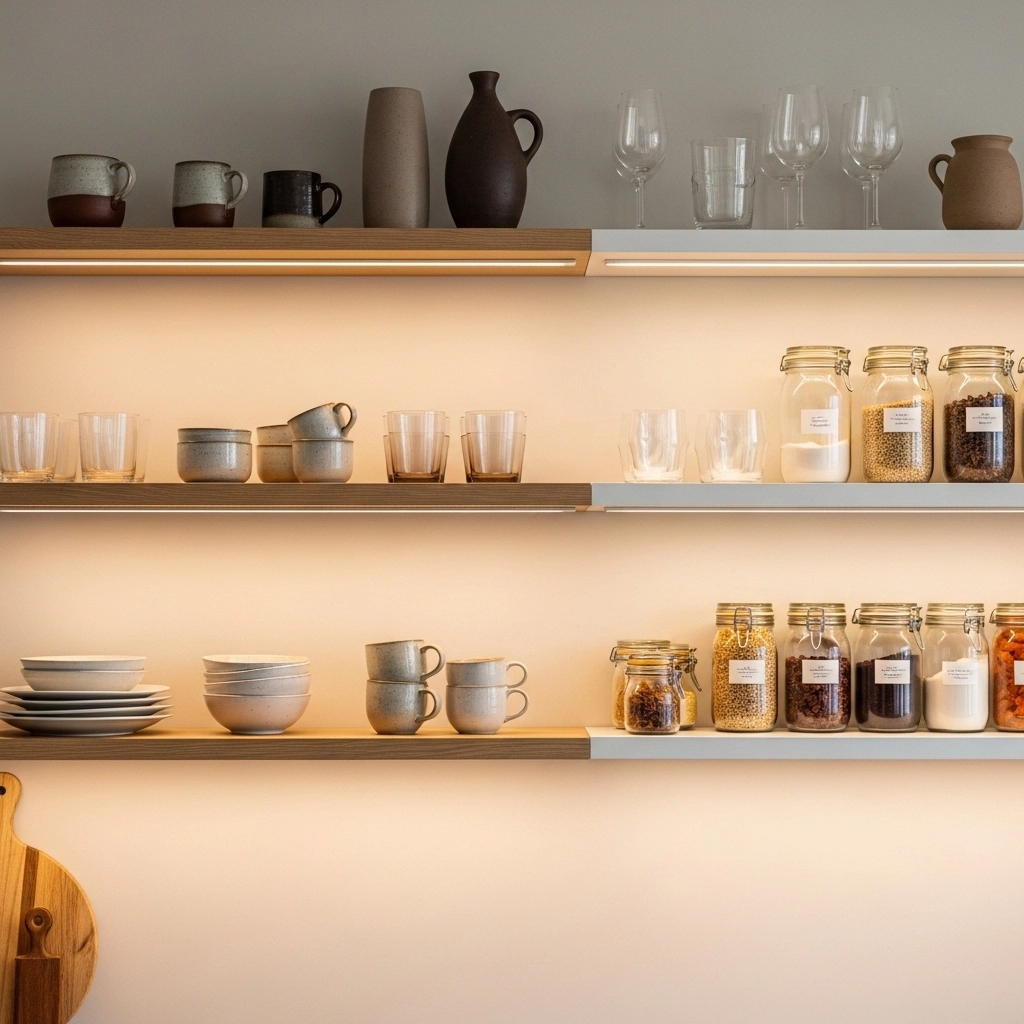 Illuminate Open Shelves with LED Strips