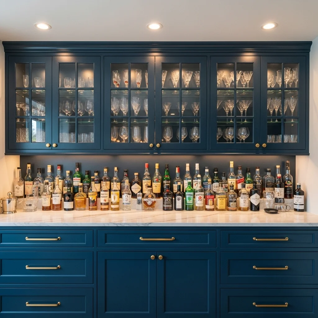 Install Custom Cabinetry with Glass-Front Doors