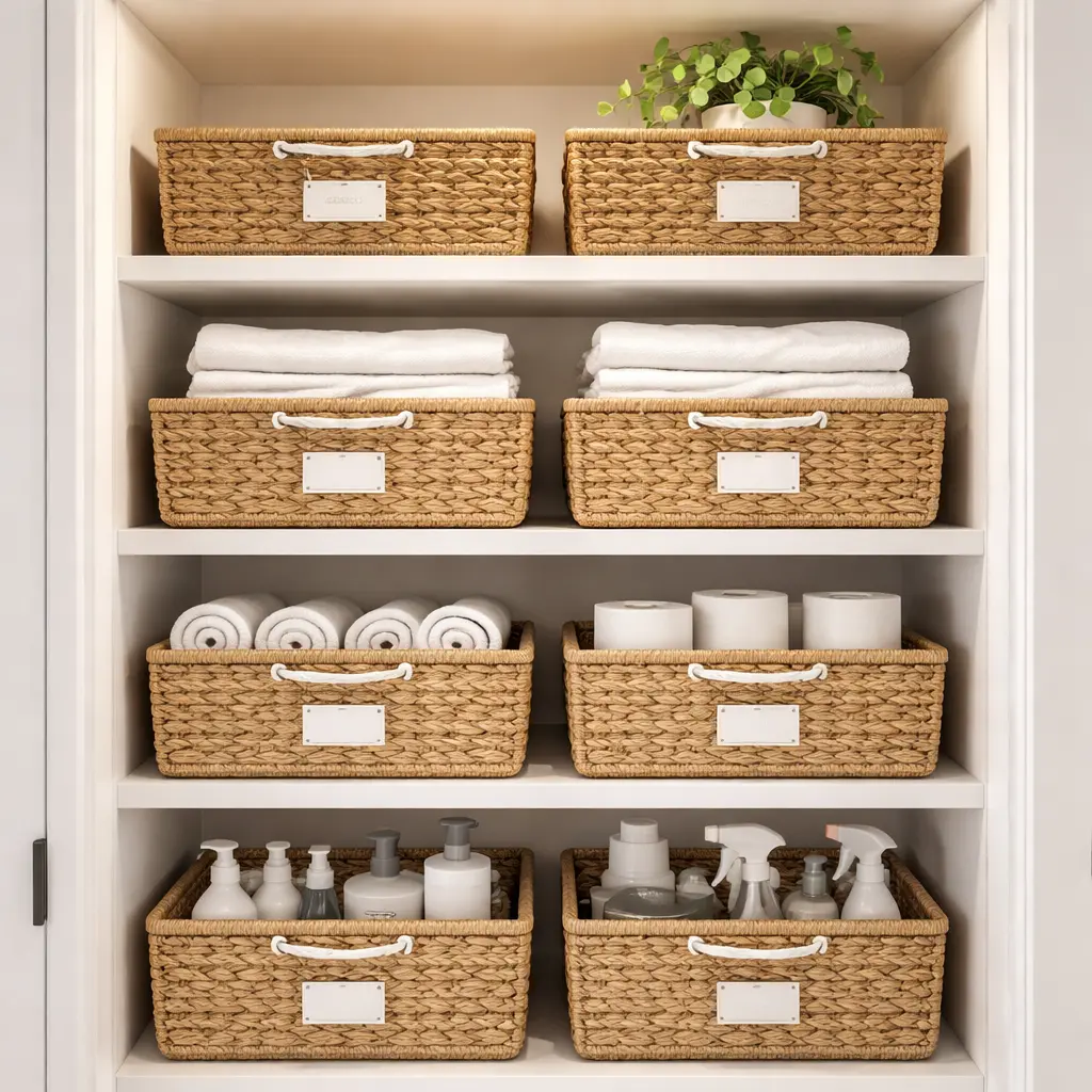 Integrate Baskets and Bins for Stylish Organization