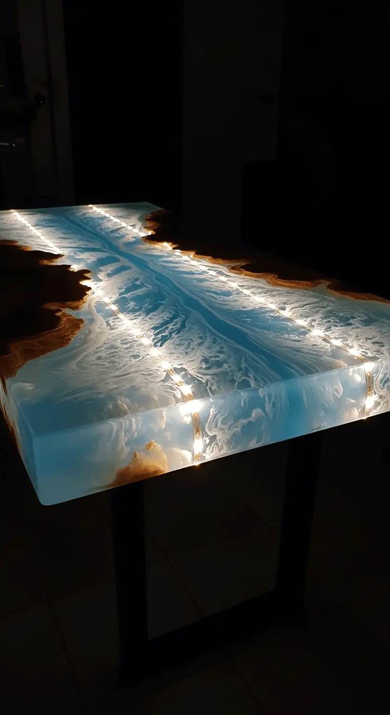 LED Lit River Table