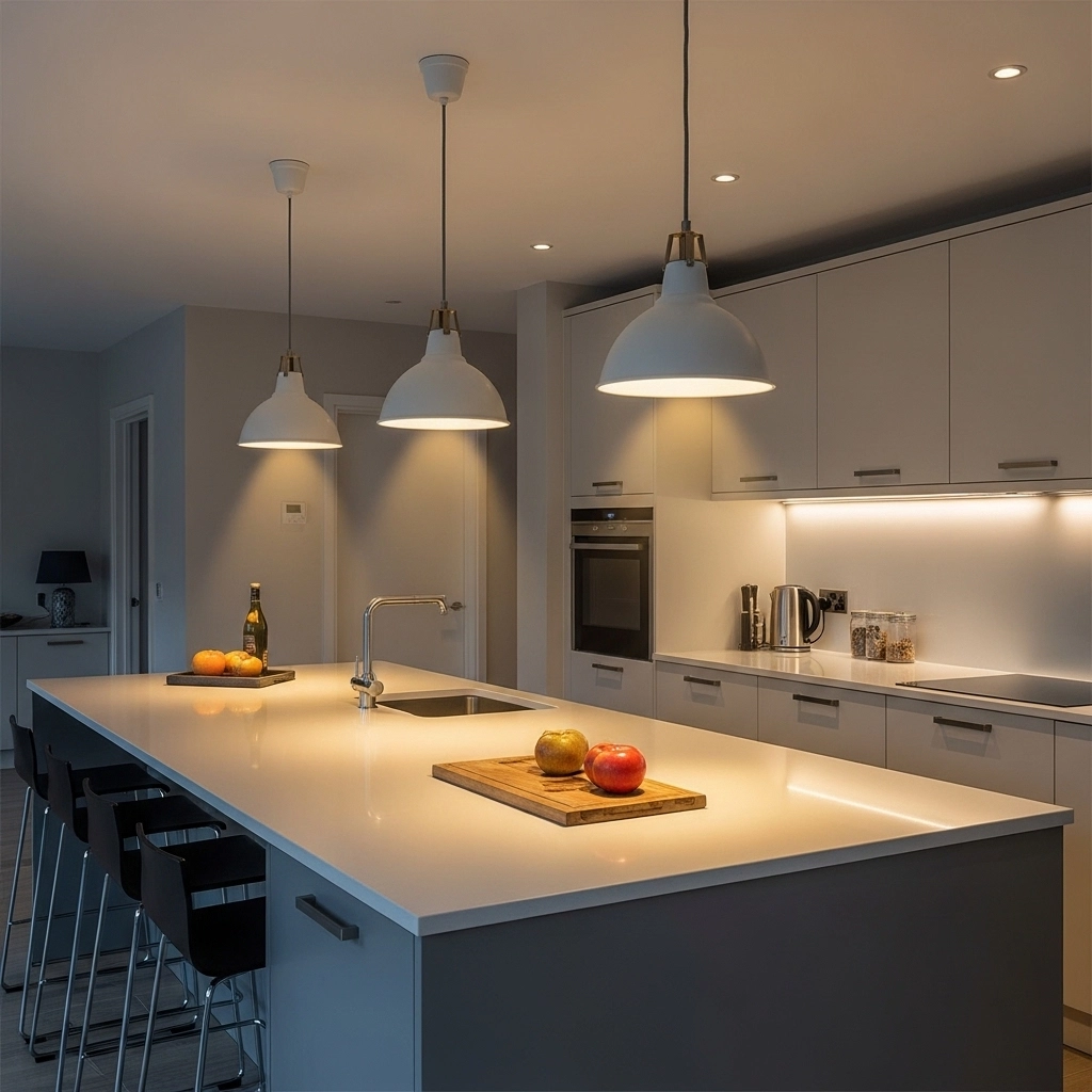 LED Pendant Lights Above the Kitchen Island