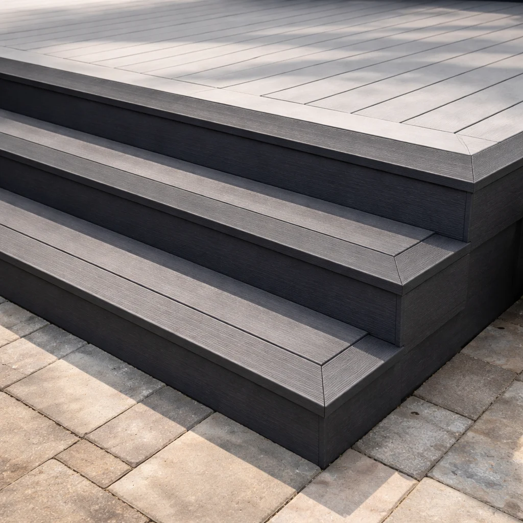 Light Grey Deck with Charcoal Step Highlights